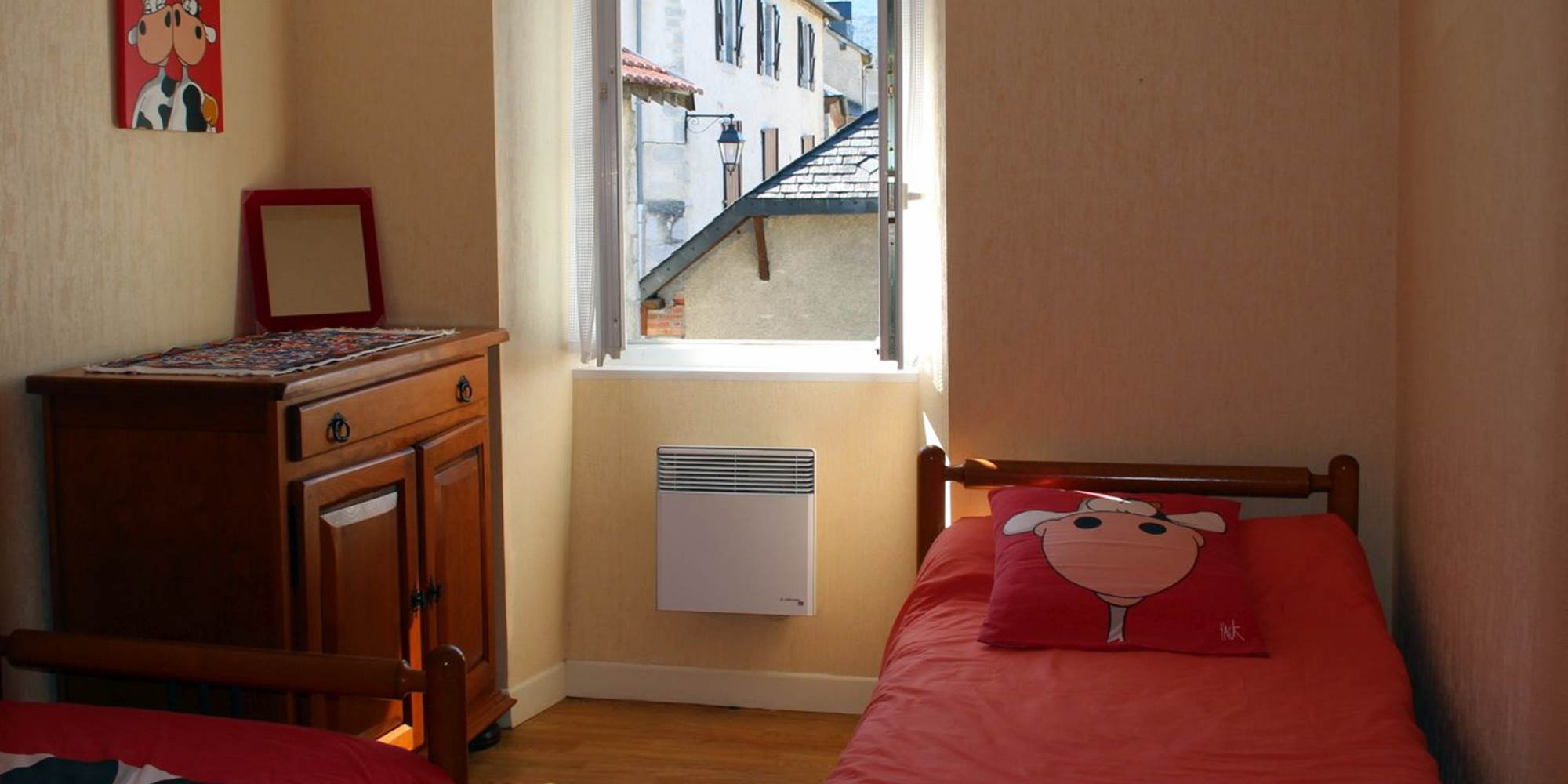 Gîte du Moulin : La chambre avec deux lits en 90