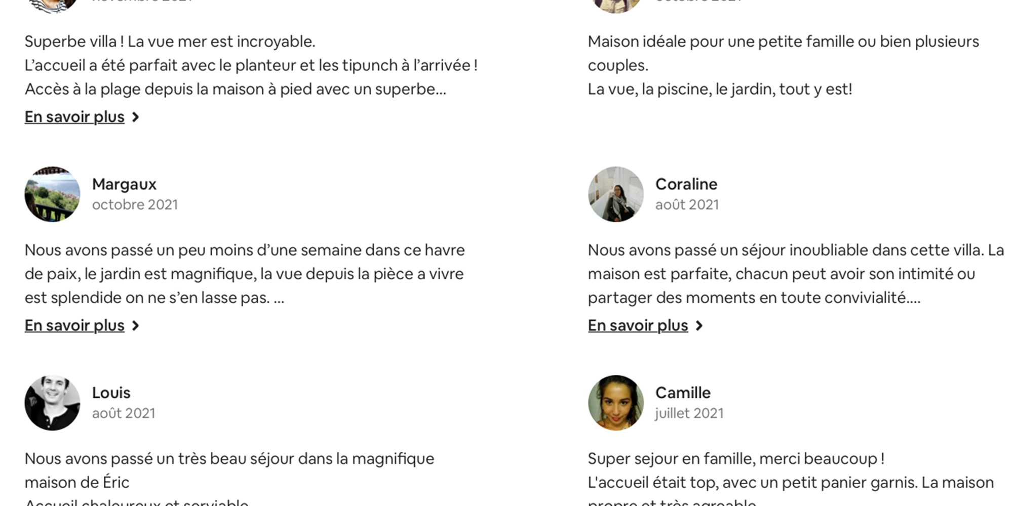 Commentaires clients via Airbnb
