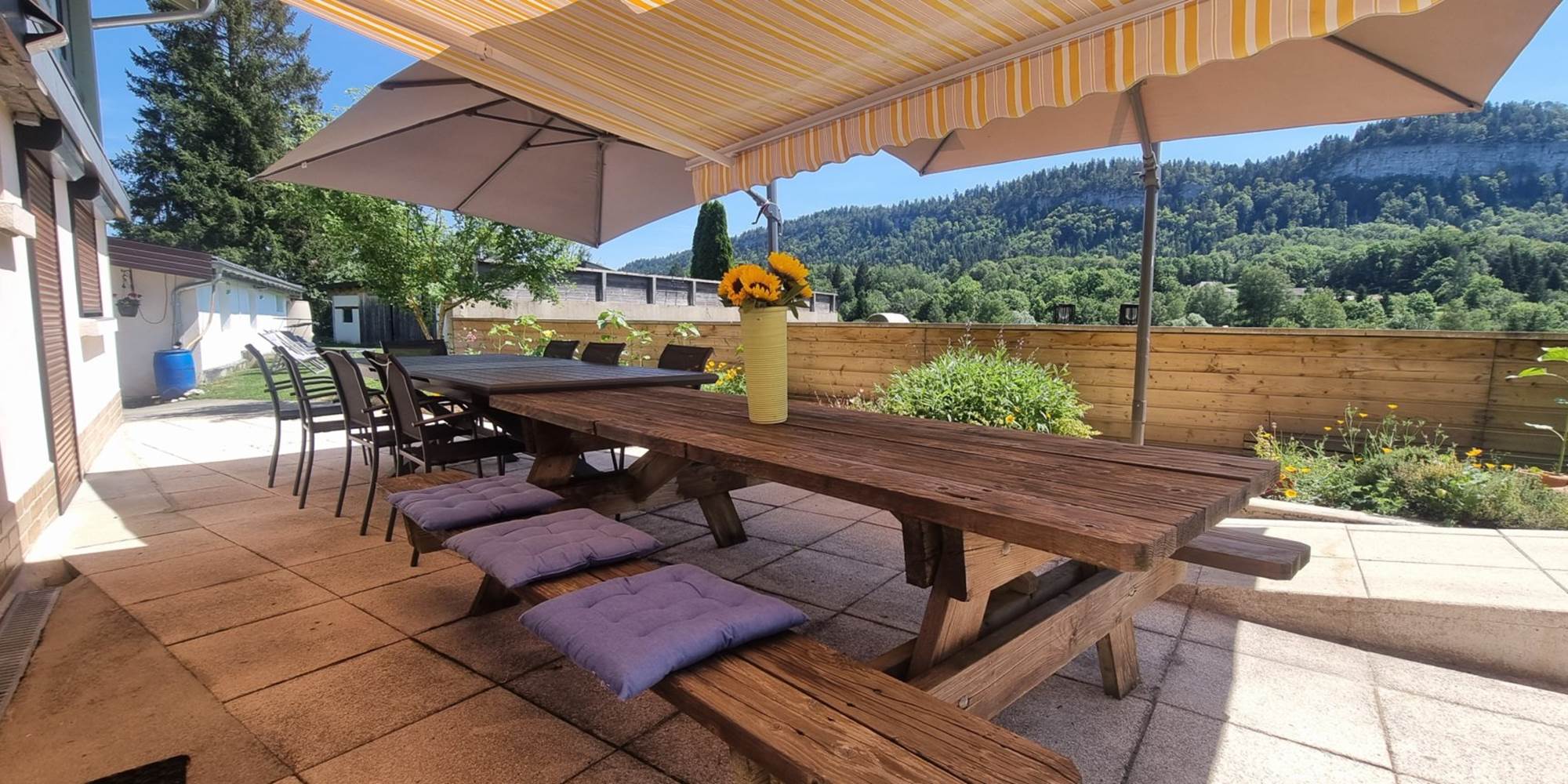 terrasse vu montagne