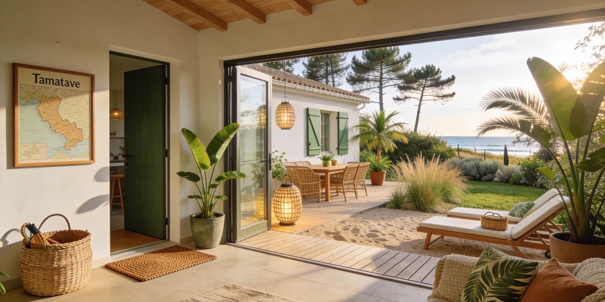 Entrée principale face au lagon-galerie