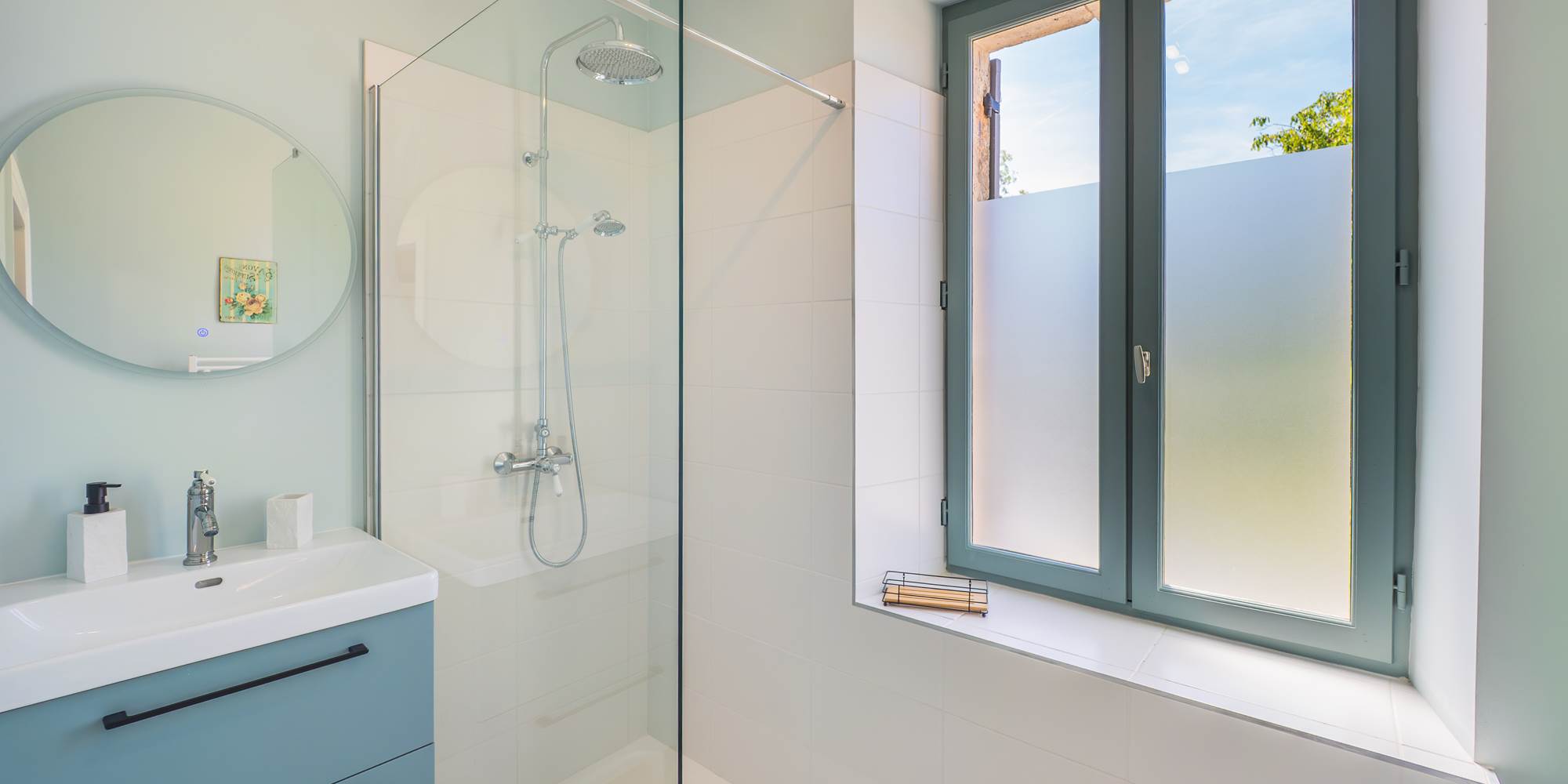 Sky blue bathroom