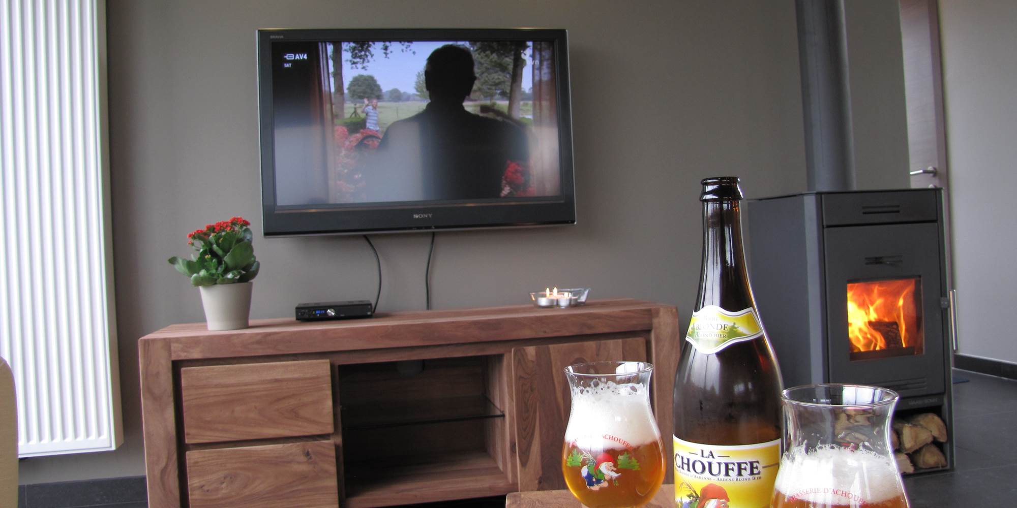Poêle, cosy, bière chouffe-presta