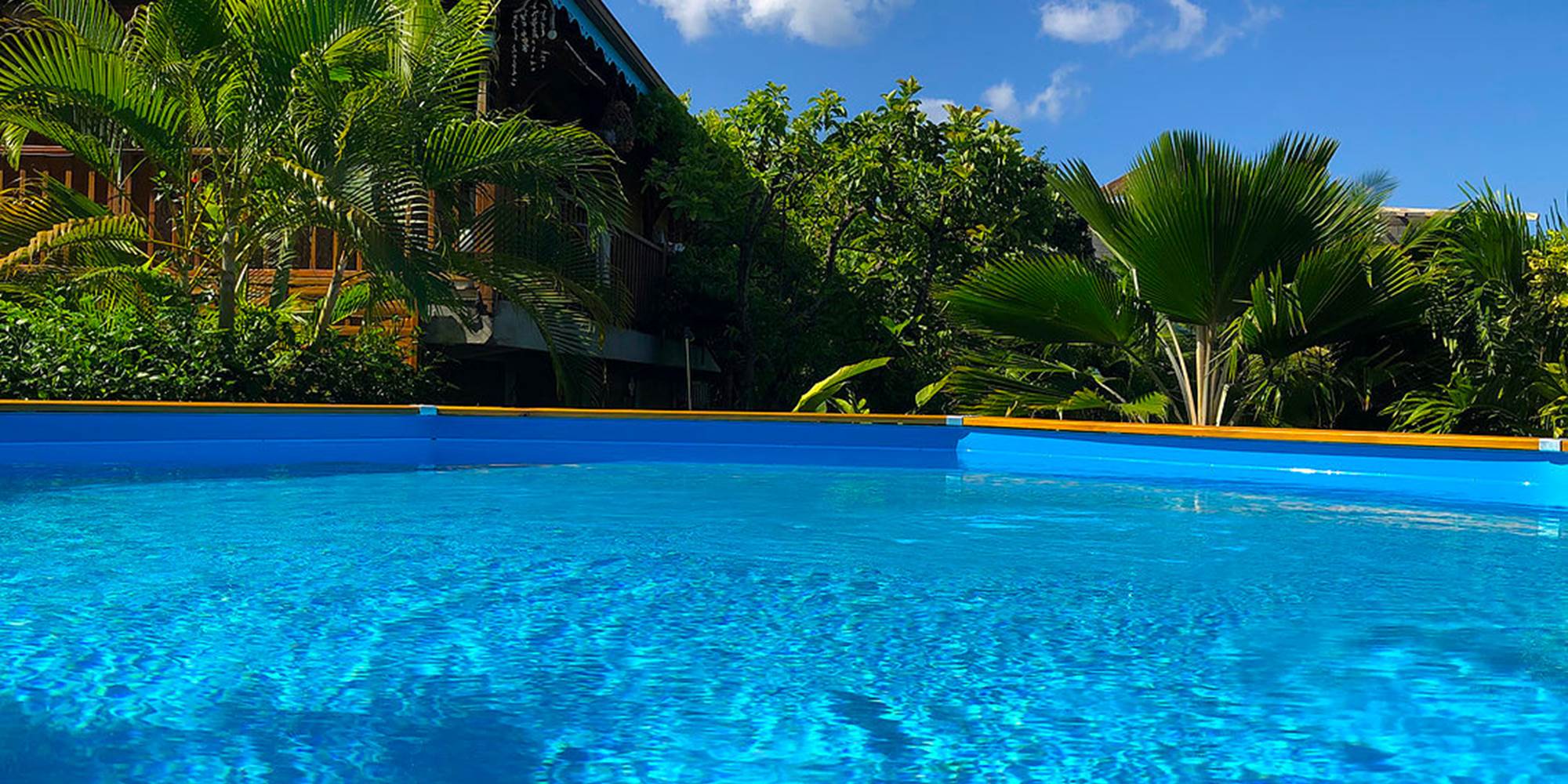 Vue de la piscine vers la maison