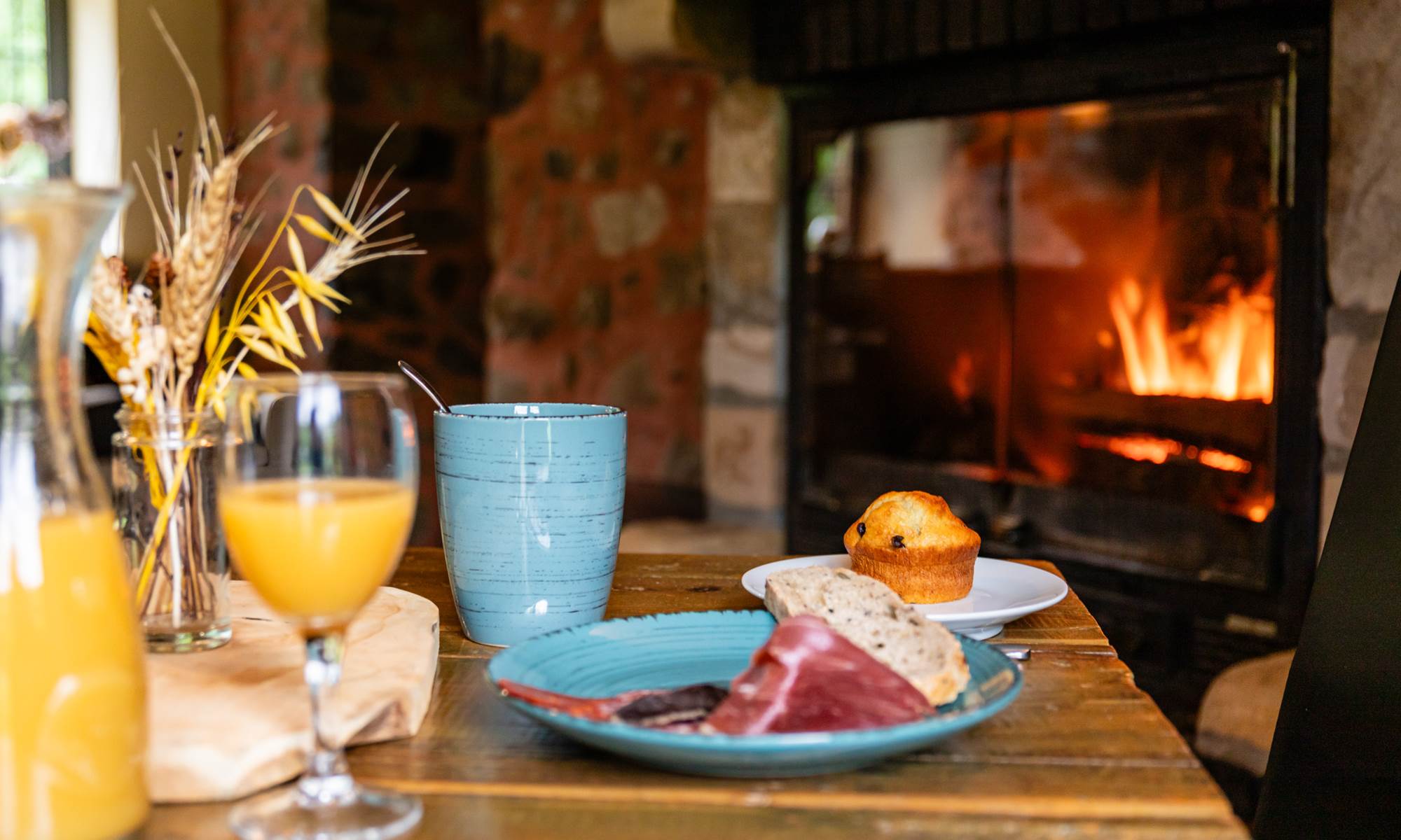 Petit déjeuner cheminée BedinBellongue