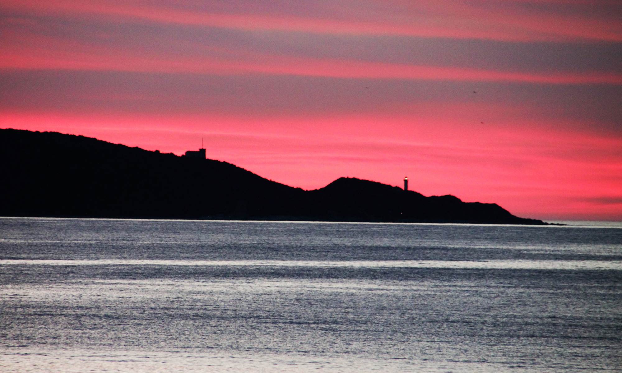 coucher de soleil sur la Mortella  vue depuis Appart Bleu Azur Saint Florent en Corse