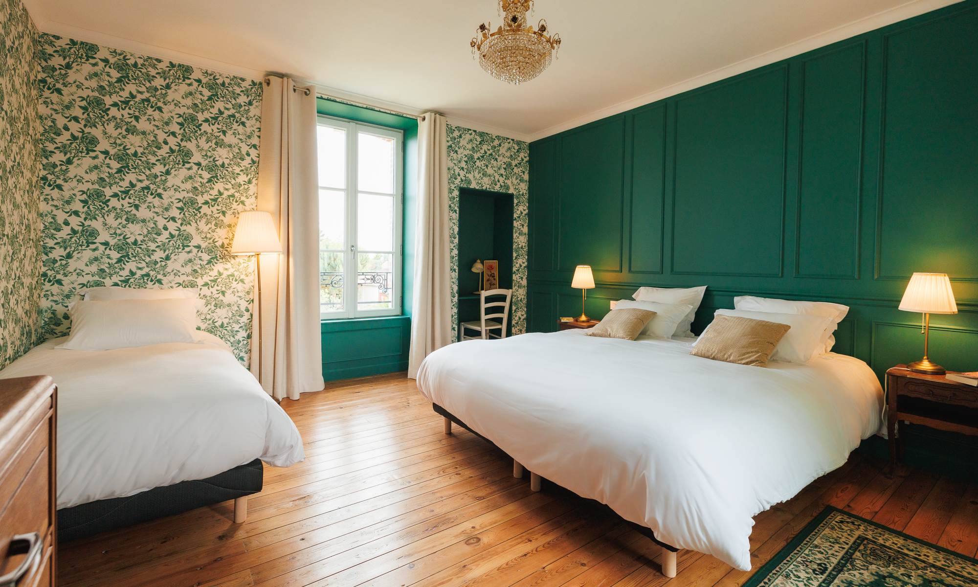 Chambre verte gite de charme Le Quatre Feuilles proche Puy du Fou