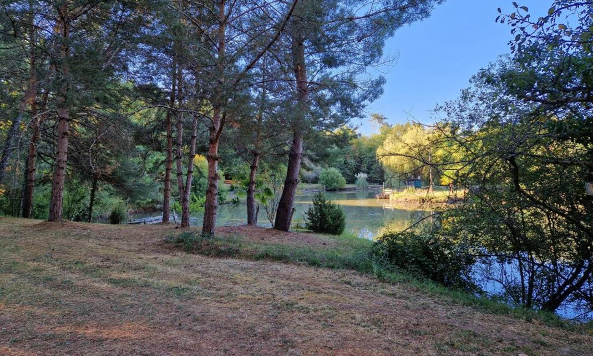 <img src="parc-hacienda-soubran.jpg" alt="Parc de 4 hectares de L’Hacienda de Soubran avec étang et arbres centenaires" title="Parc et étang de L’Hacienda de Soubran, Charente-Maritime">