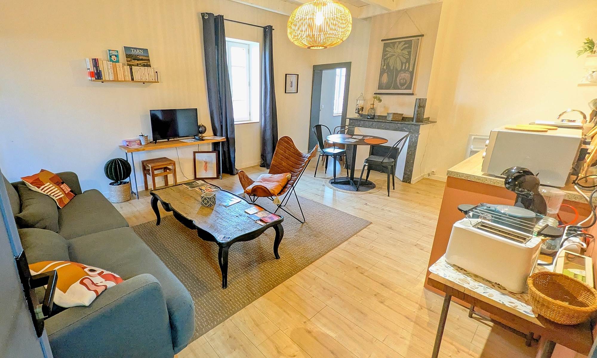 16 bis gite hotel-albi-marssac-salon-vue sur jardin-tv-netflix-appartement-galerie