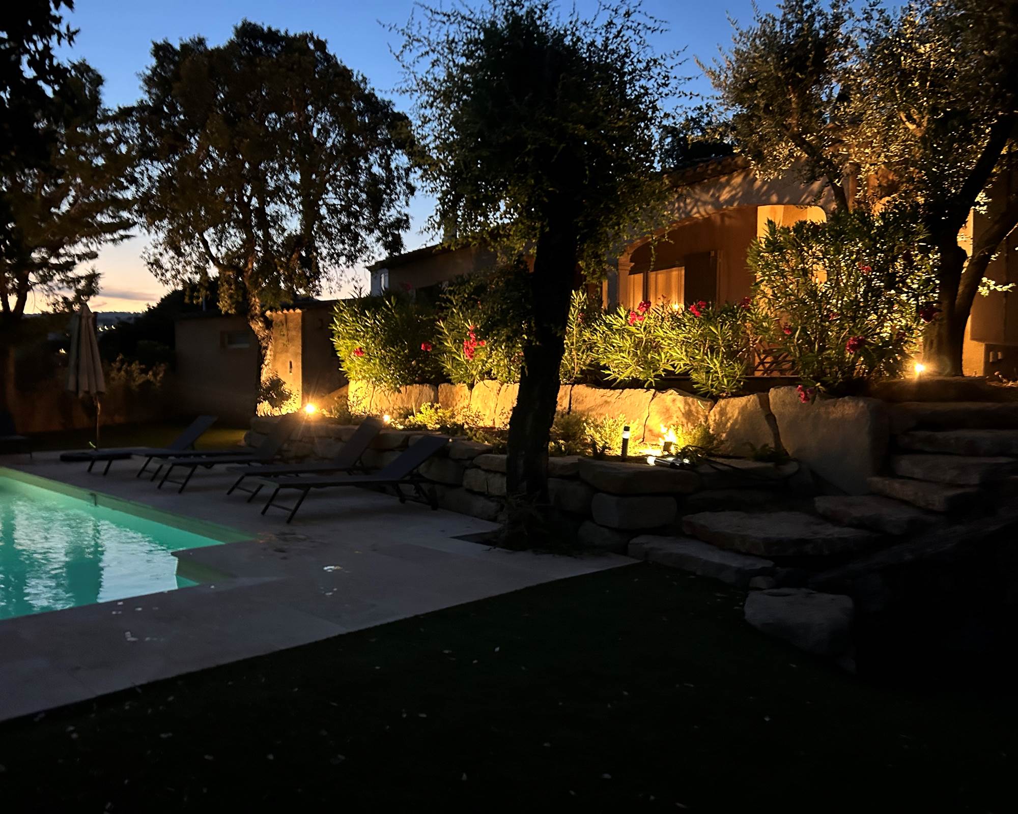 St Max night tme pool and building-photo-gallery