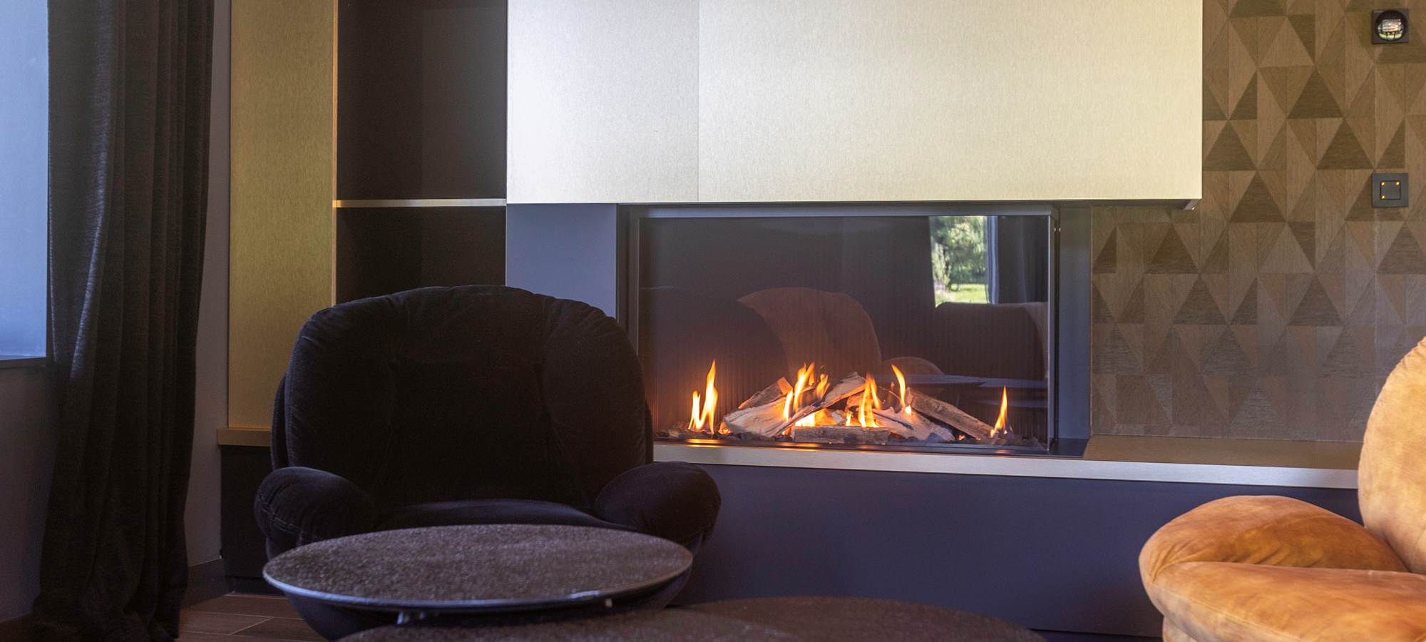 Rez Salon longe foyer gaz