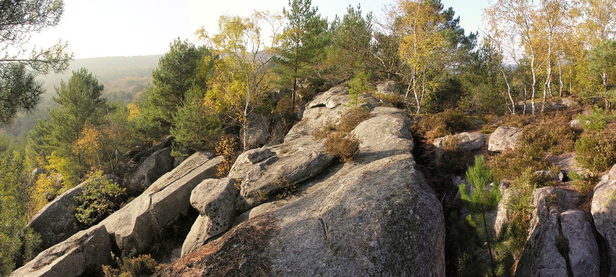 Paysage rocheux des Trois Pigons à l´automne - Rocher de la Reine. Photo Thierry Guéguen