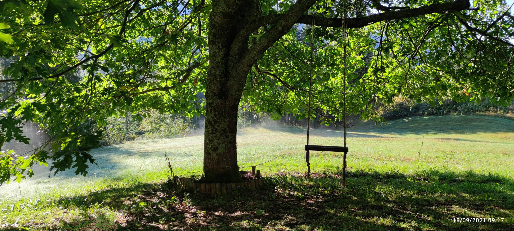 Moment de détente bucoliquedevant le pré bercé du chant des oiseaux et du chuintement du torrent