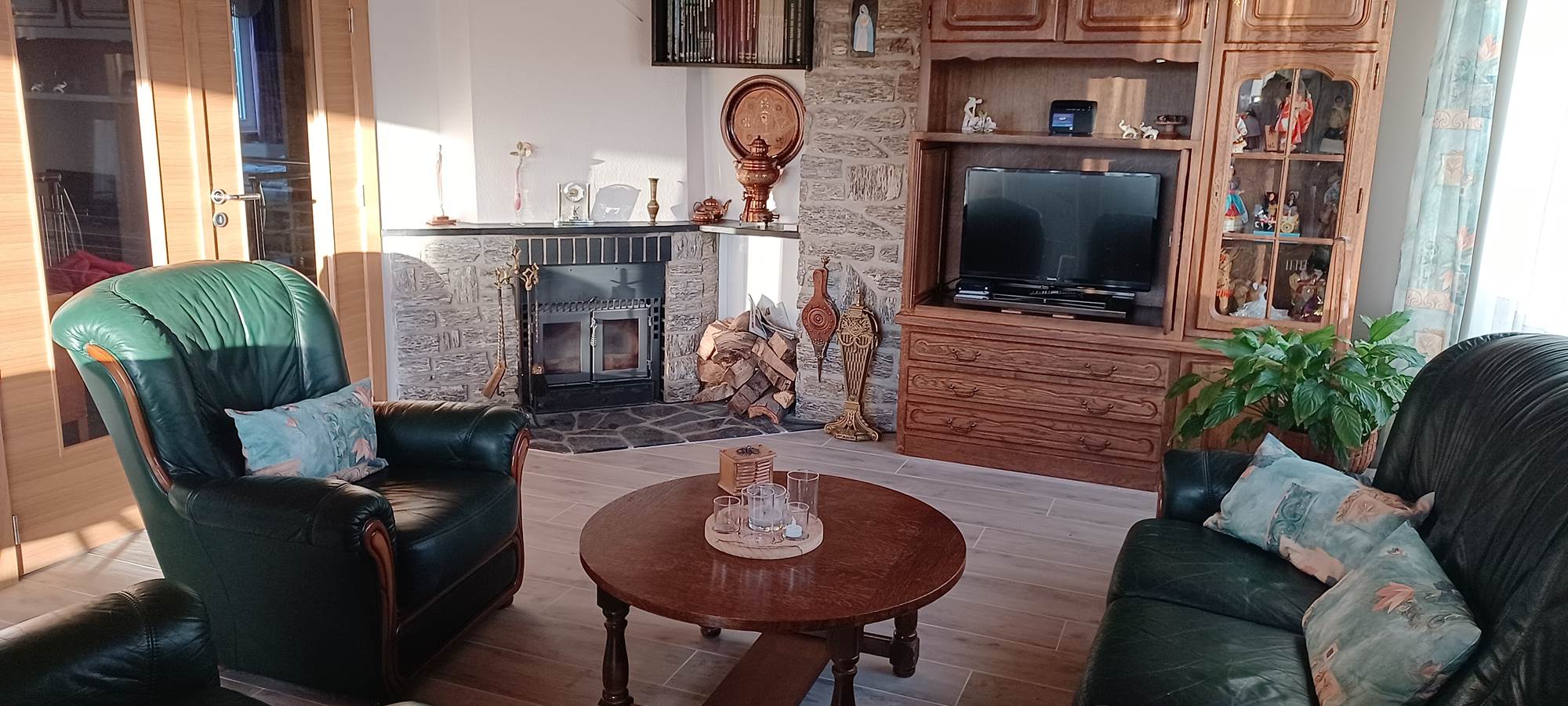 Salon et feu à bois