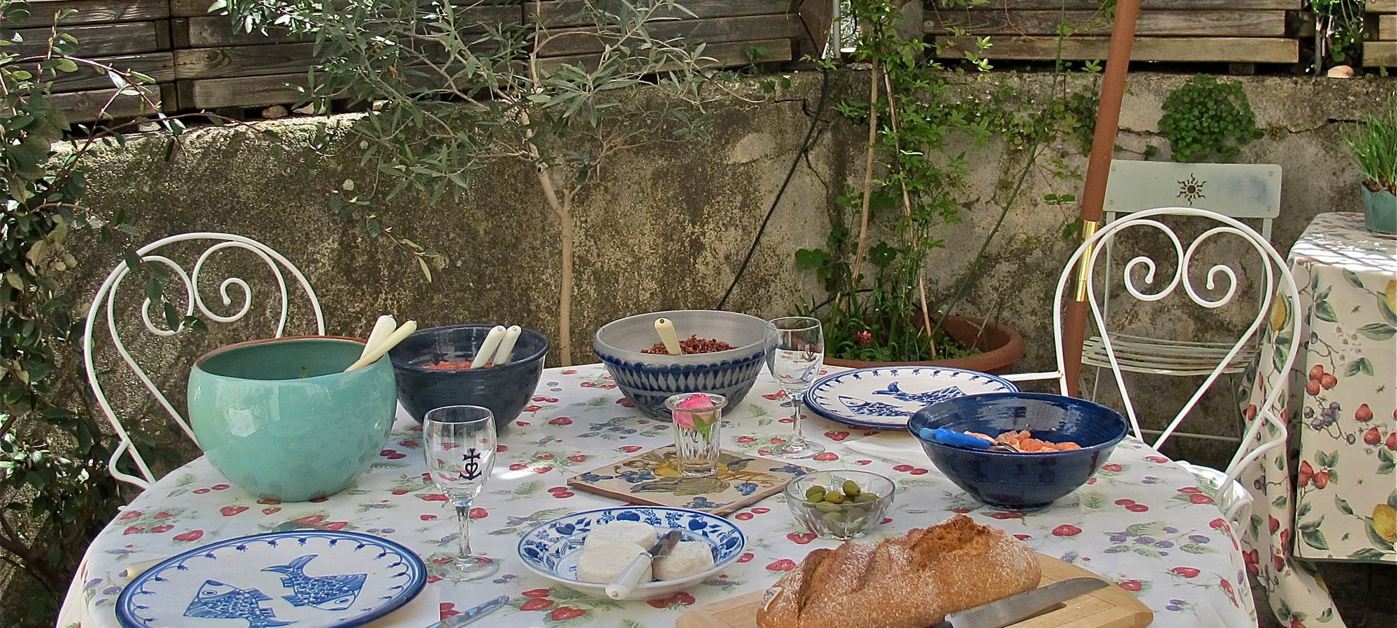 déjeuner impromptu sur la terrasse