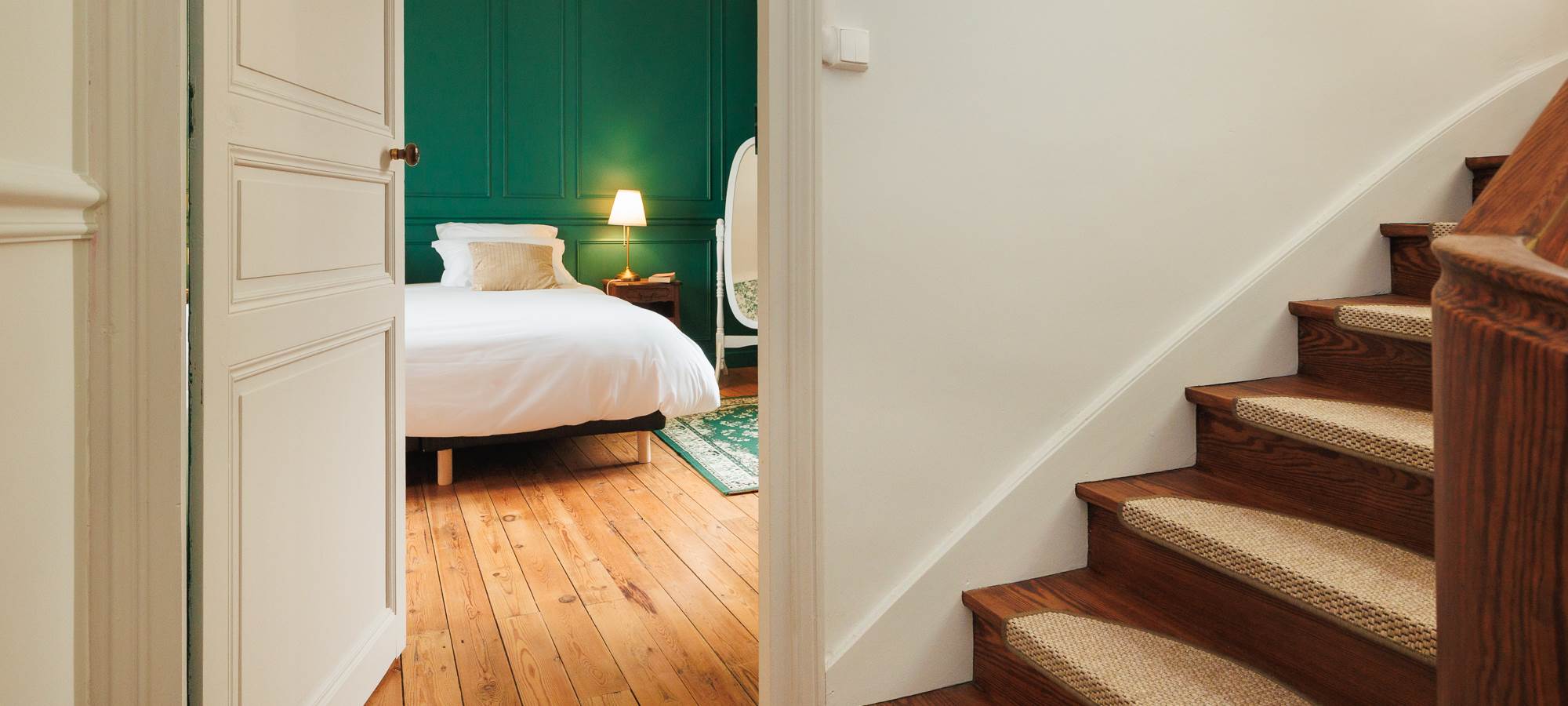 Vue chambre verte du palier gite de charme Le Quatre Feuilles proche Puy du Fou