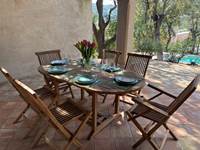 Terrace with view of Pool and Garden and view of mountains