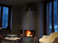 Salon cheminée hébergement 6 personnes