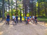 Groupe en VTTAE dans la forêt