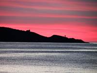 coucher de soleil sur la Mortella  vue depuis Appart Bleu Azur Saint Florent en Corse