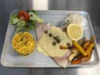 Aile de raie, beurre blanc citroné, riz