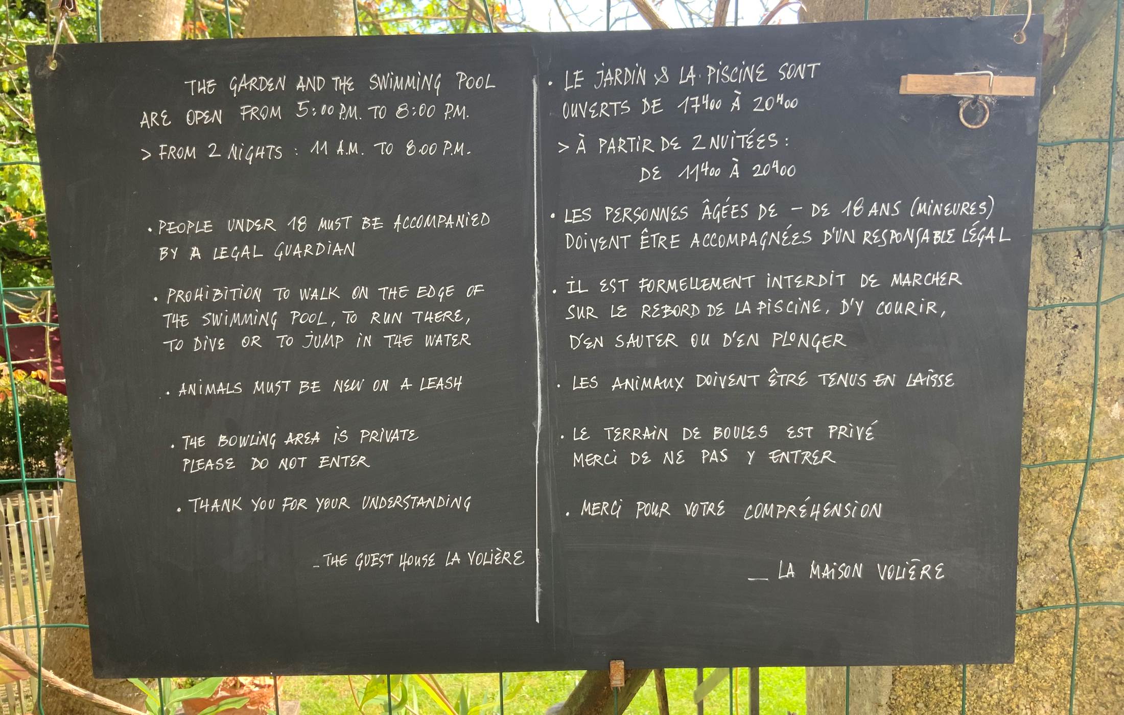 Règlement Piscine et jardin