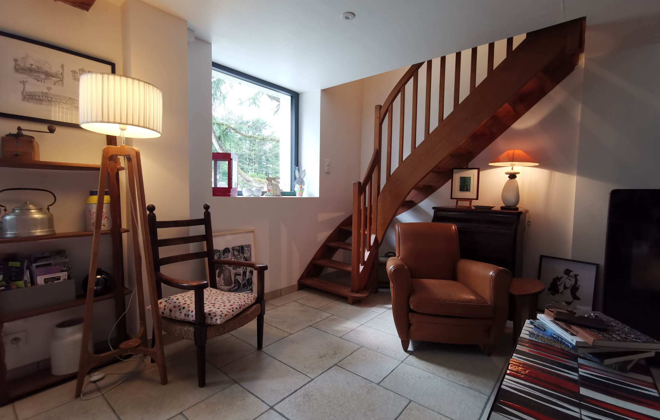 salon partagé entre les 3 chambres d'hôtes, moulin de La Retardière, Orvault