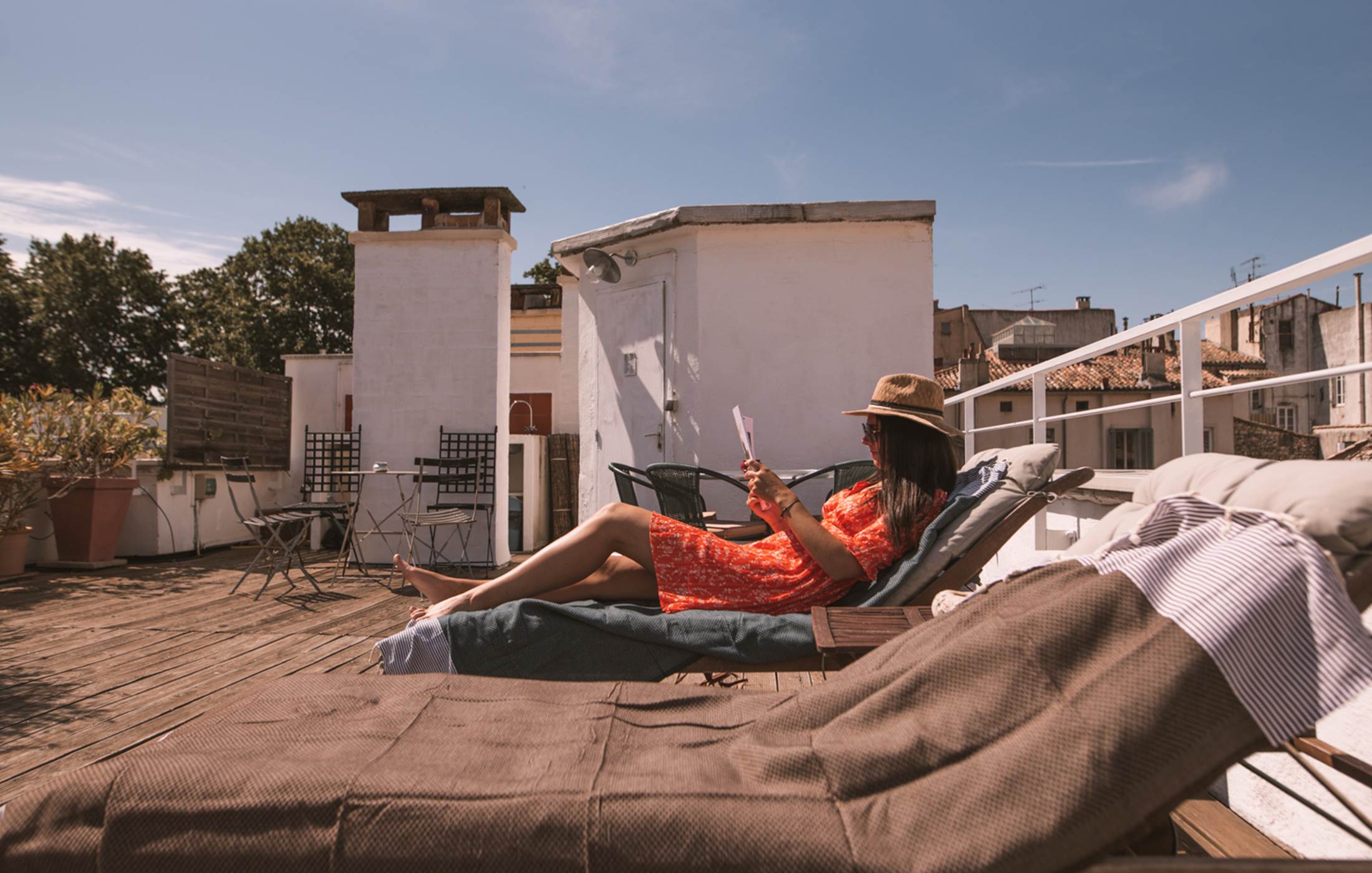 Relaxing on the lounge chairs