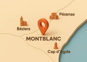 Carte Montblanc - Pézenas - Cap d'Agde - Béziers