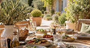 "Un déjeuner au Mas, préparé au fils des saisons et à savourer dans la douceur du jardin."
