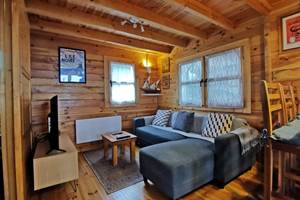 Salon avec TV connectée au Chalet Molène pour un séjour en famille à Plouarzel