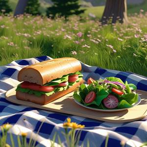 pique nique randonnée sandwich, salade