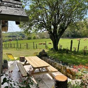 La vue sur la campagne environnante depuis la terrasse