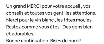 Avis privé Laissé sur AIRBNB