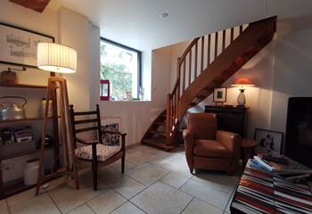 salon partagé entre les 3 chambres d'hôtes, moulin de La Retardière, Orvault