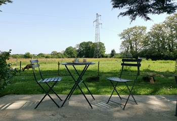 Terrasse privée chambre d'hôte Gingko, moulin de La Retardière