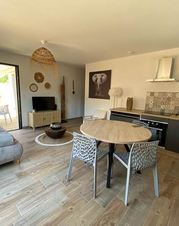 salon ouvert sur la cuisine
