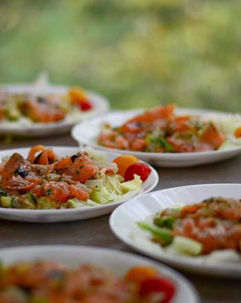 Repas servi par le traiteur "Les Imprévus de Cécilou"