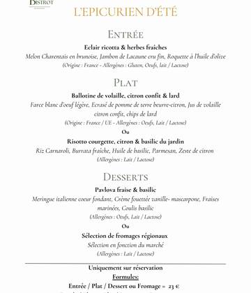 Menu du 1 au 7 Juin 2026