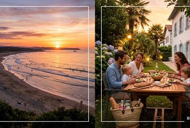 coucher de soleil à Anglet ou repas au jardin du Bellevue à Bayonne
