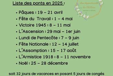 Les ponts de 2025