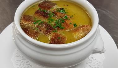 potage de saison aux croûtons de pain Le Ranch des Lacs