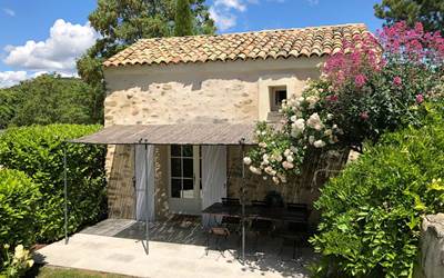 La terrasse privative du gîte-presta