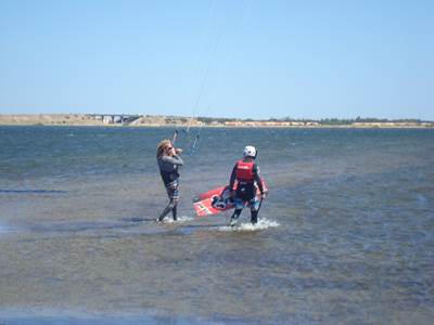 mise à l'eau kitesurf