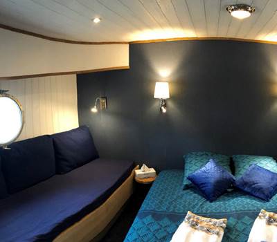 Vue panoramique cabine "Tarn" de la Péniche Hôtel Gaïa