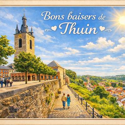 Les remparts de Thuin et son beffroi