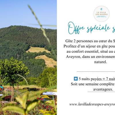 Offre de séjour une semaine - La Villa Des Raspes-news