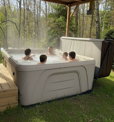 Spa privatif chauffé à 38°C sans vis à vis