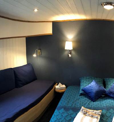 Vue panoramique cabine "Tarn" de la Péniche Hôtel Gaïa
