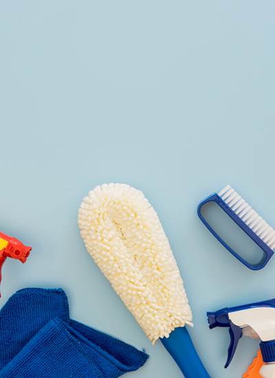 top-view-cleaning-supplies-with-copy-space