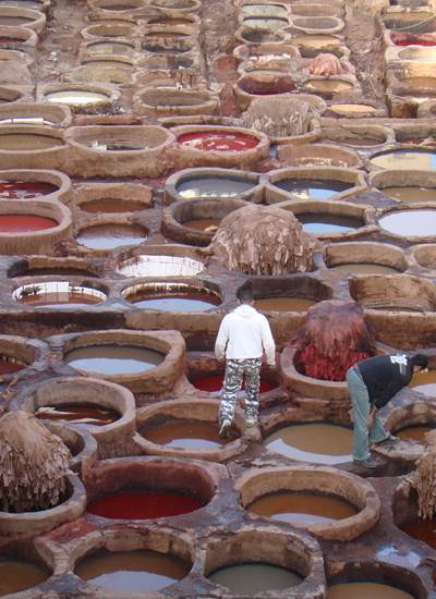Les tanneries de Fès, à 50 km du riad Menthe et Citron